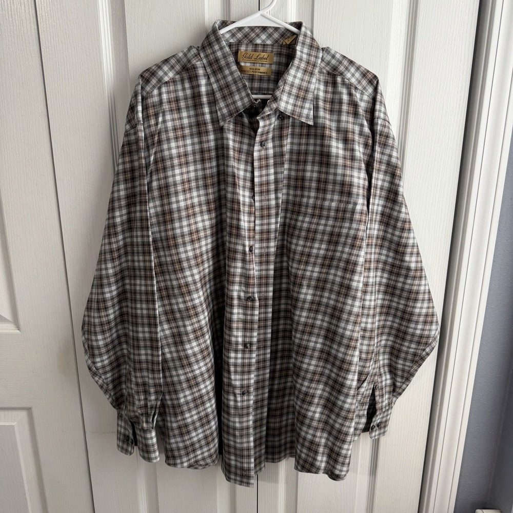 Roundtree & Yorke Gold Label Perfect Performance Plaid Button Up Men's Size XXL - Picture 1 of 5